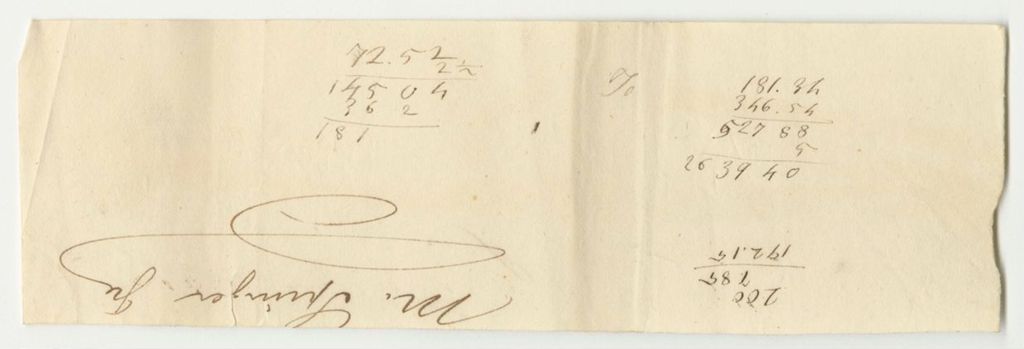 Miniature of Calculations for the Account of Samuel Burbank, York County Treasurer, for October 1834