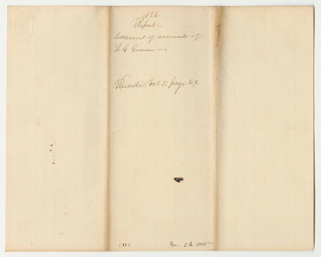 Miniature of Report 126: Report on the Settlement of Accounts of Roscoe G. Greene, Secretary of State