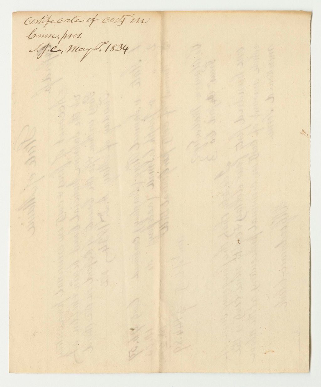 Miniature of Account of Fines and Costs in Criminal Prosecutions at the Supreme Judicial Court Begun and Holden at Paris Within and for the County of Oxford, May Term 1834