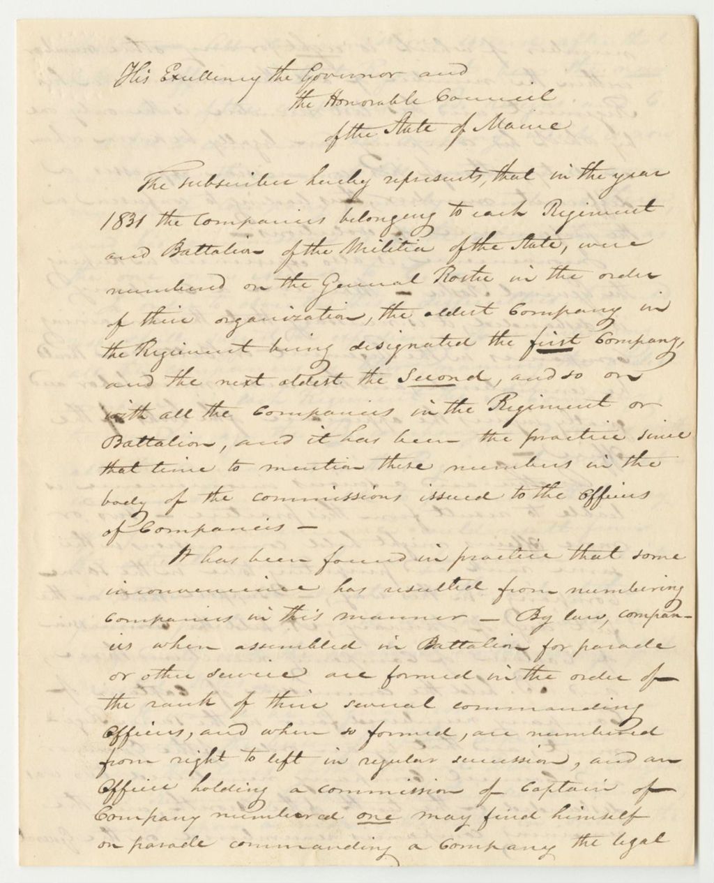 Miniature of Communication from A.B. Thompson, Adjutant General, Relating to the Manner of Numbering Milita Companies