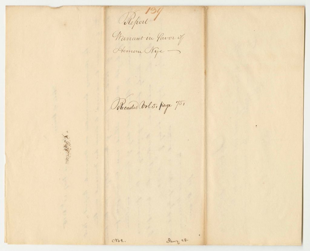 Miniature of Report 139: Warrant in Favor of Heman Nye for a Pension