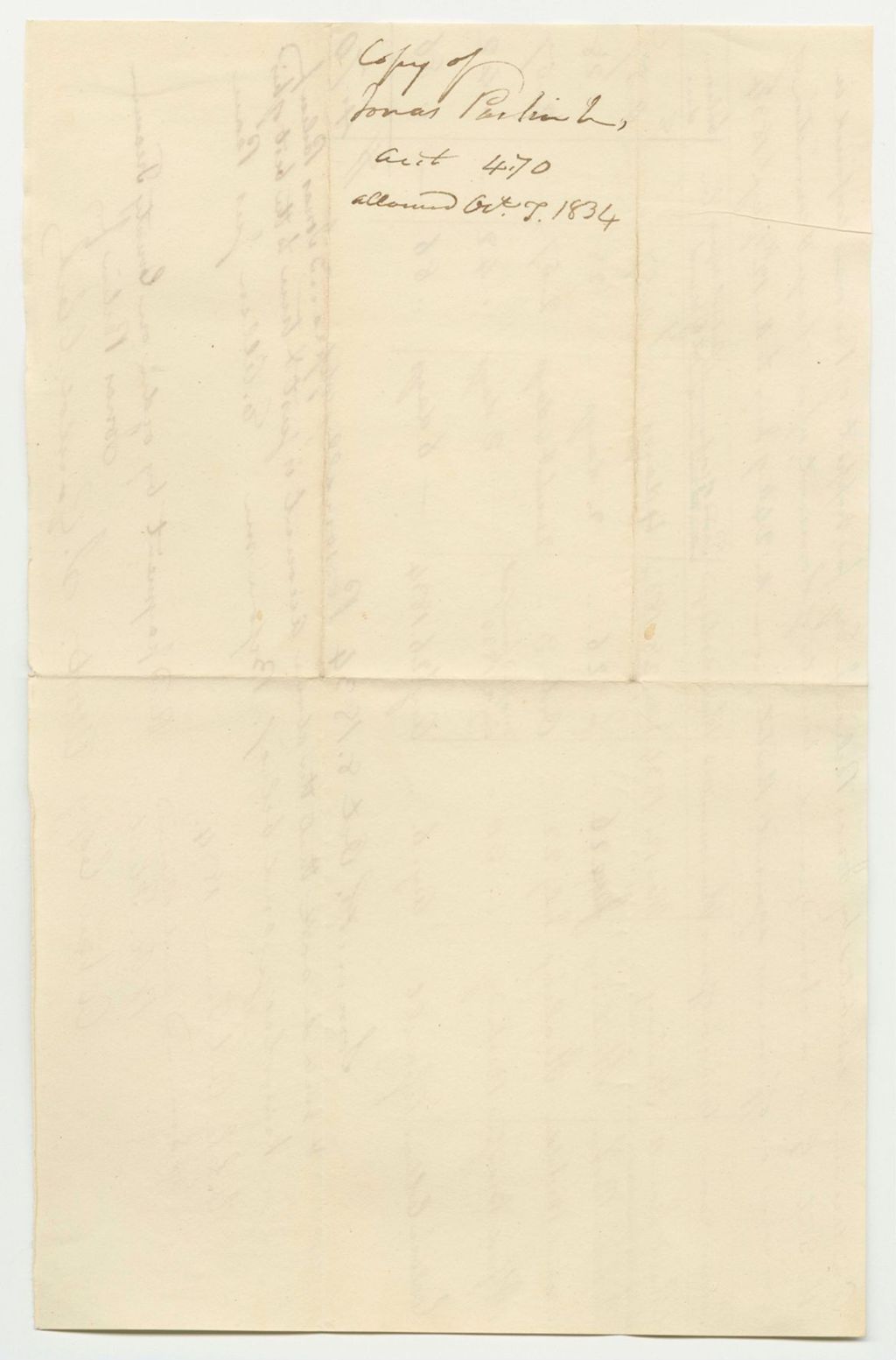 Miniature of Account of Jonas Parlin, for Support of Prisoners Confined in the State's Gaol in Norridgewock in the County of Somerset Upon Charge and Conviction of Crimes or Offences Against the State from July 24th to August 12th 1834