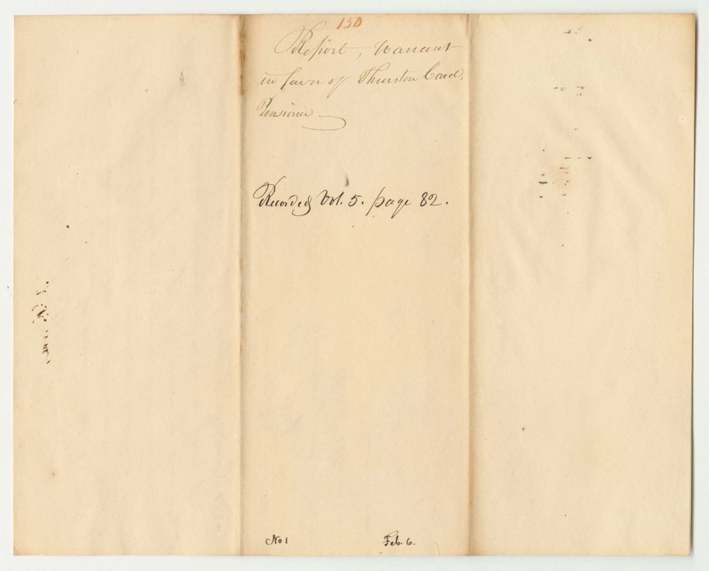 Miniature of Report 150: Warrants in Favor of Thurston Card, Pensioner