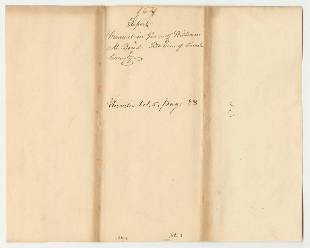 Miniature of Report 154: Warrant in Favor of William M. Boyd, Esq., Treasurer of Lincoln County