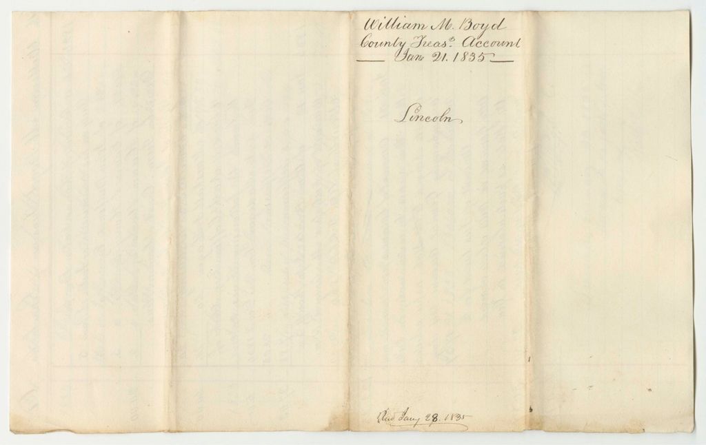 Miniature of Account of William M. Boyd, Esq., Treasurer of Lincoln County