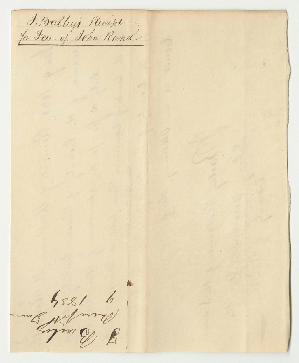 Miniature of Jeremiah Bailey's Receipt for John Rand's Admission Fee to Practice Law at the Court of Common Pleas in Lincoln County