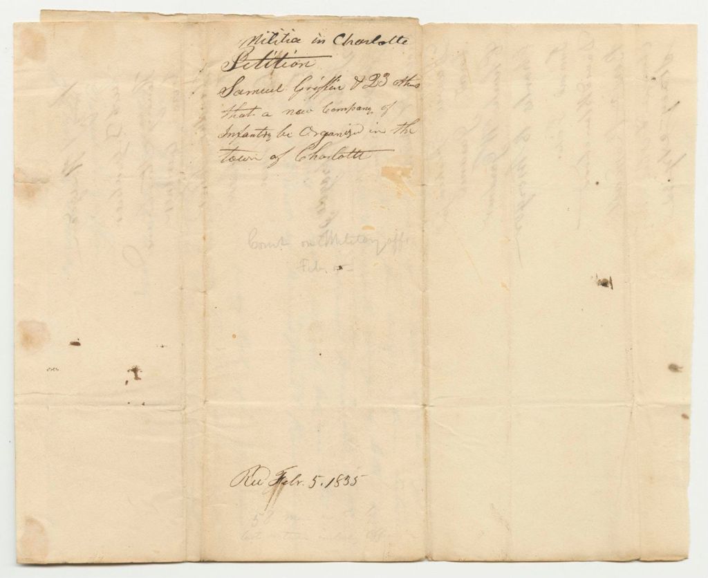 Miniature of Petition of Samuel Griffin and 23 Others for a Light Infantry Company in the Town of Charlotte