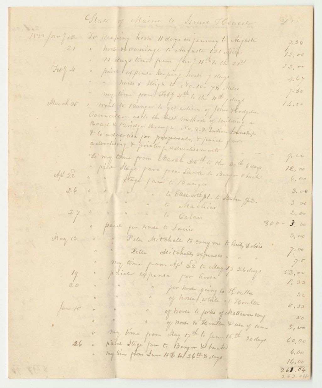 Miniature of Account of Israel Heald, Agent for the Baring and Houlton Road