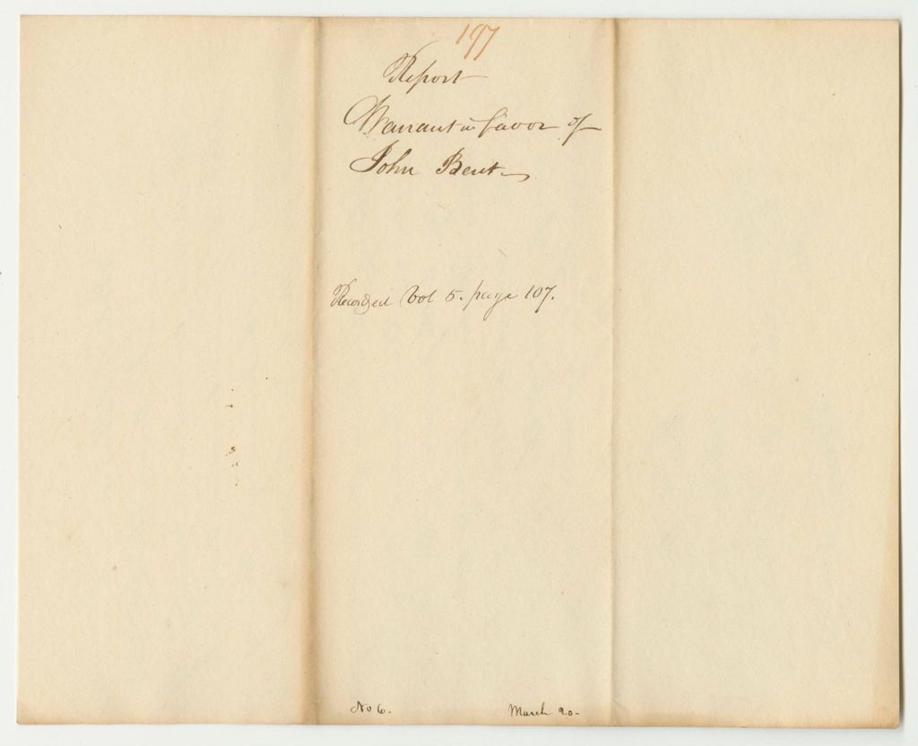 Miniature of Report 197: Warrant in Favor of John Bent for Publishing the Laws of 1832