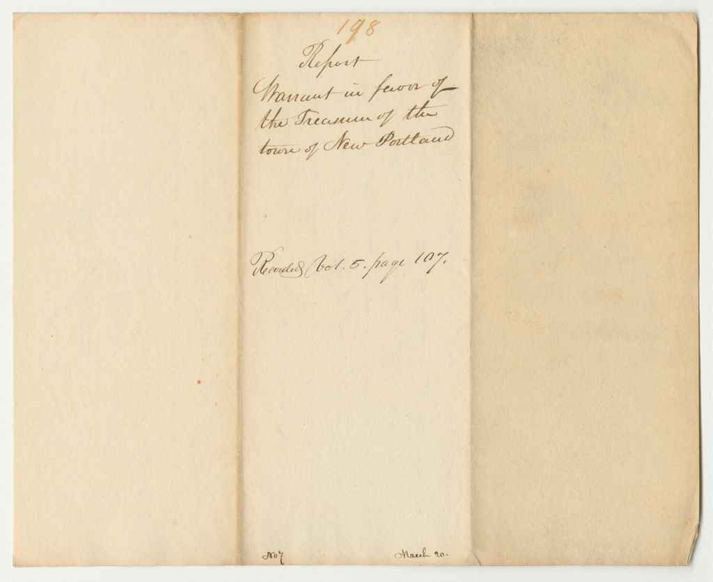 Miniature of Report 198: Warrant in Favor of the Treasurer of the Town of New Portland