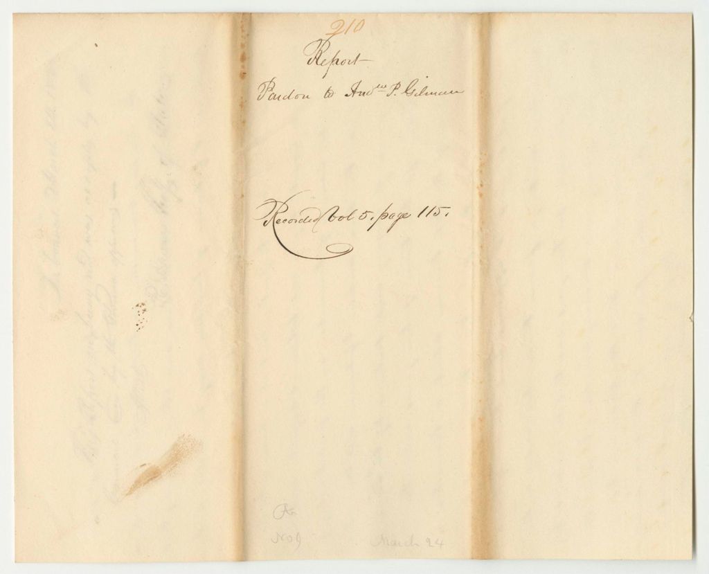 Miniature of Report 210: Report on a Pardon to Andrew P. Gilman of Camden