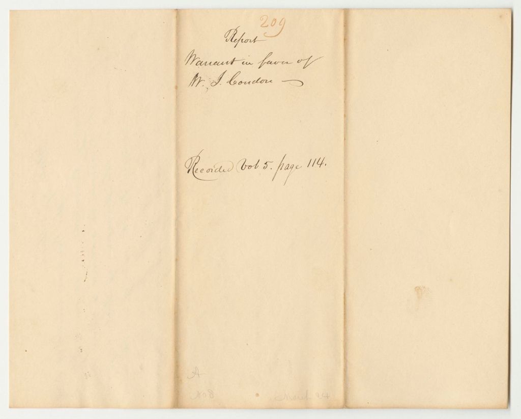 Miniature of Report 209: Warrant in Favor of William Condon, Advance Pay for Printing