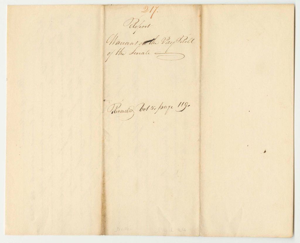 Miniature of Report 217: Warrant for the Payroll of the Senate