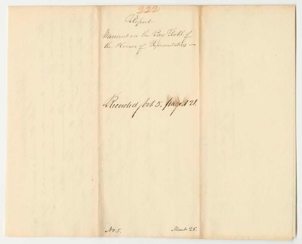 Miniature of Report 222: Warrant for the Payroll of the House of Representatives
