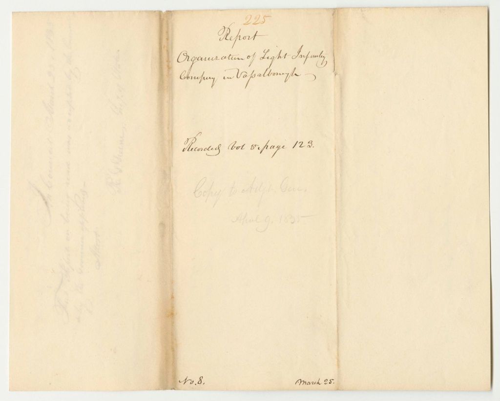 Miniature of Report 225: Report on the Organization of a Light Infantry Company in Vassalborough