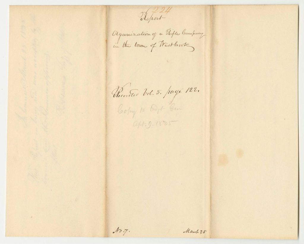 Miniature of Report 224: Report on the Organization of a Rifle Company in Westbrook