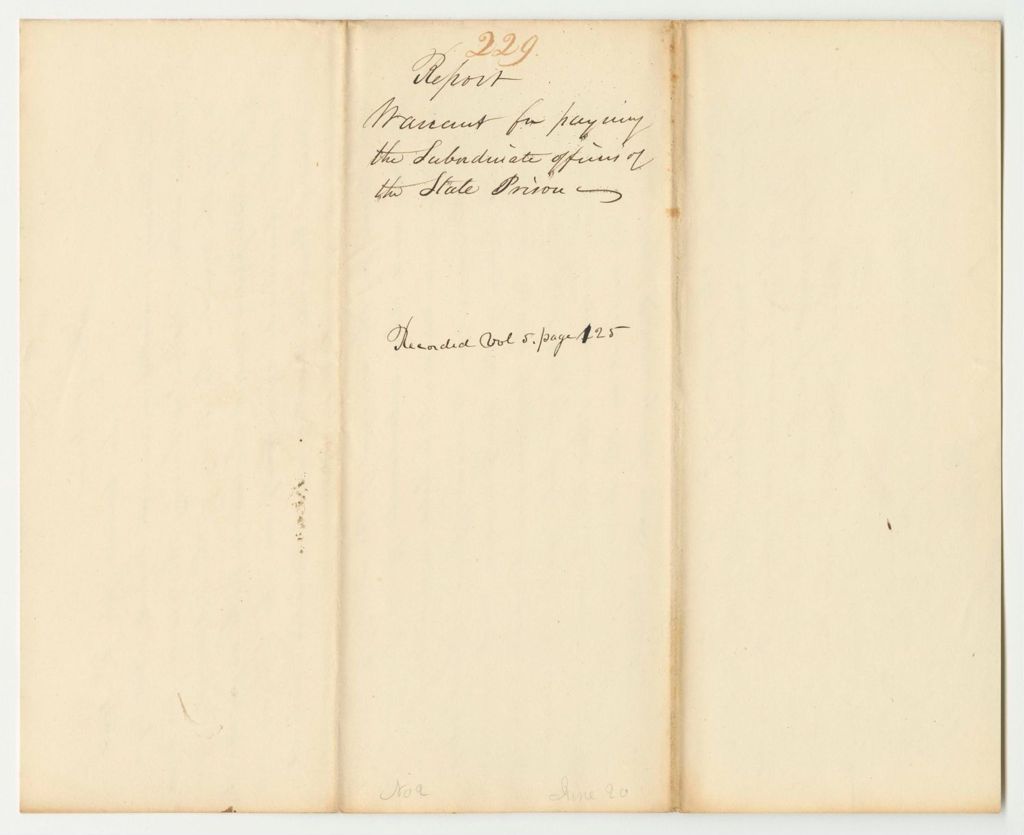 Miniature of Report 229: Warrant for Paying the Salaries of the Subordinate Officers of the State Prison