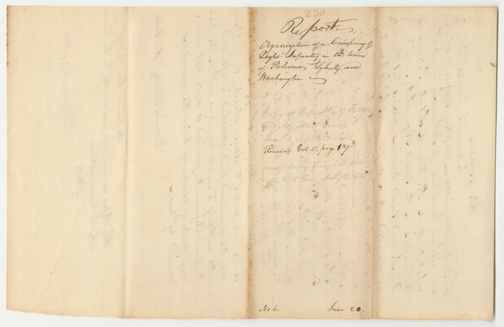 Miniature of Report 232: Report on the Organization of a Company of Light Infantry in Palermo, Liberty, and Washington