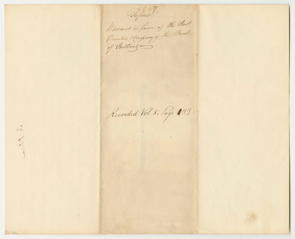 Miniature of Report 247: Warrant in Favor of the President, Directors, and Company of the Bank of Portland