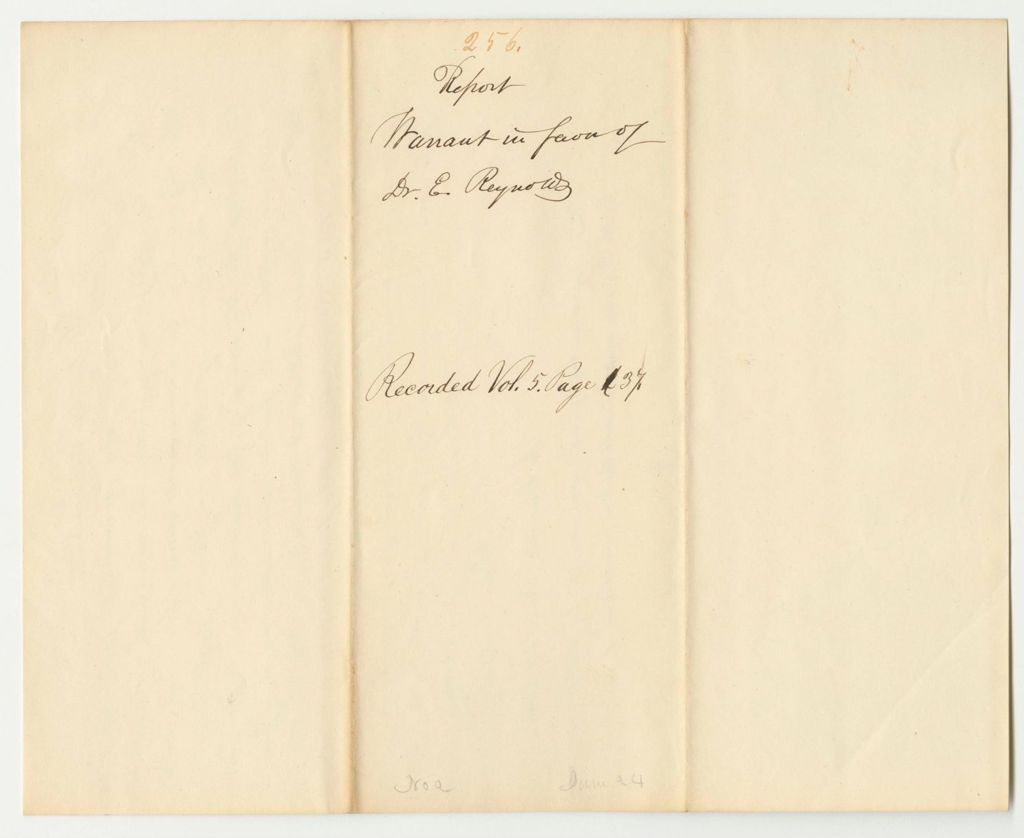 Miniature of Report 256: Warrant in Favor of Doctor Edward Reynolds for Medical Attention Upon the Blind Assembled at Augusta