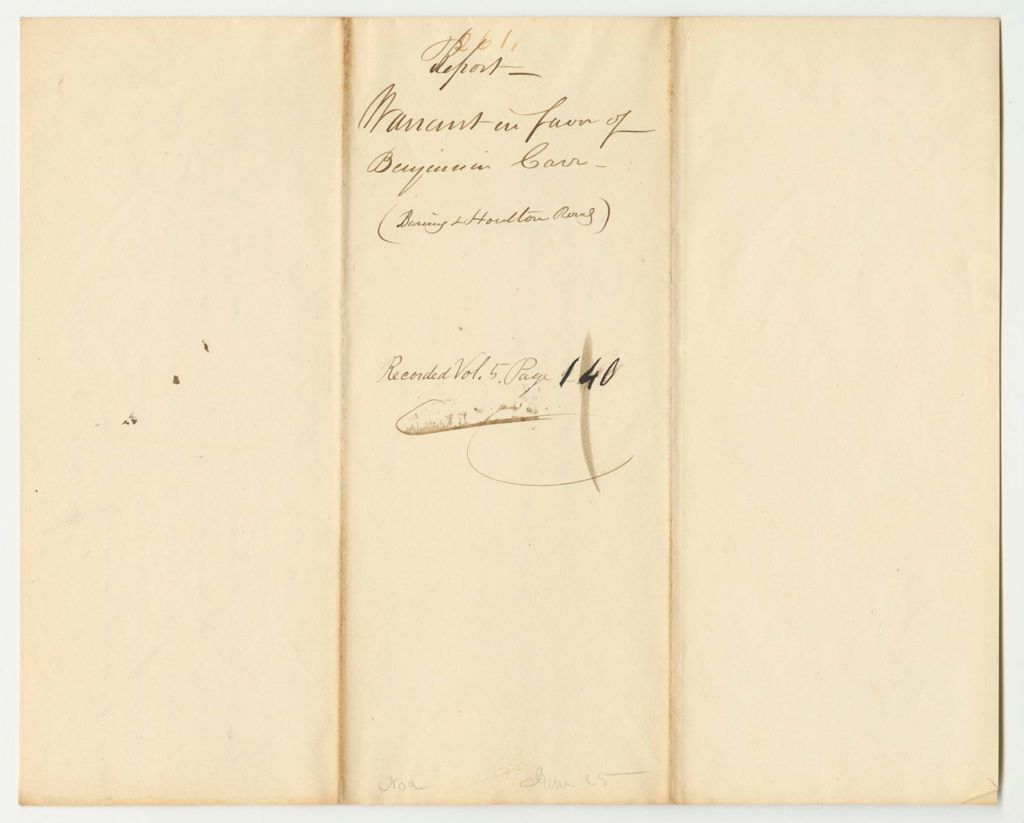 Miniature of Report 261: Warrant in Favor of Benjamin Carr, One of the Committee to Examine the Baring and Houlton Road
