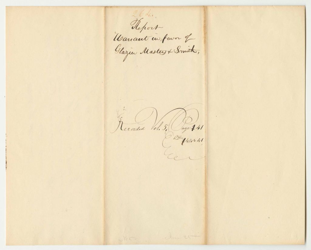 Miniature of Report 264: Warrant in Favor of Glazier, Masters, and Smith for 50 Laws of Maine