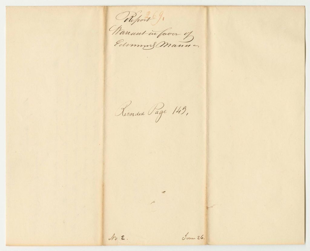 Miniature of Report 269: Warrant in Favor of Edward Mann, Agent to Visit the Penobscot Tribe of Indians