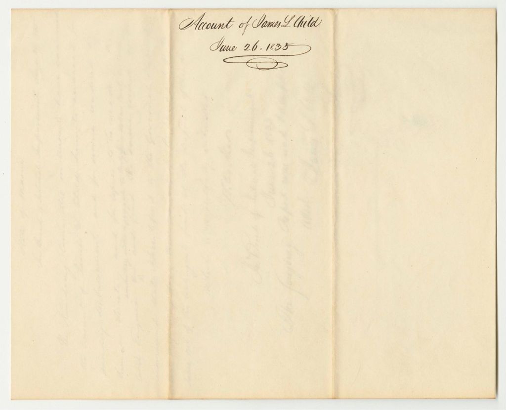 Miniature of Account of James L. Child, Board of Internal Improvements