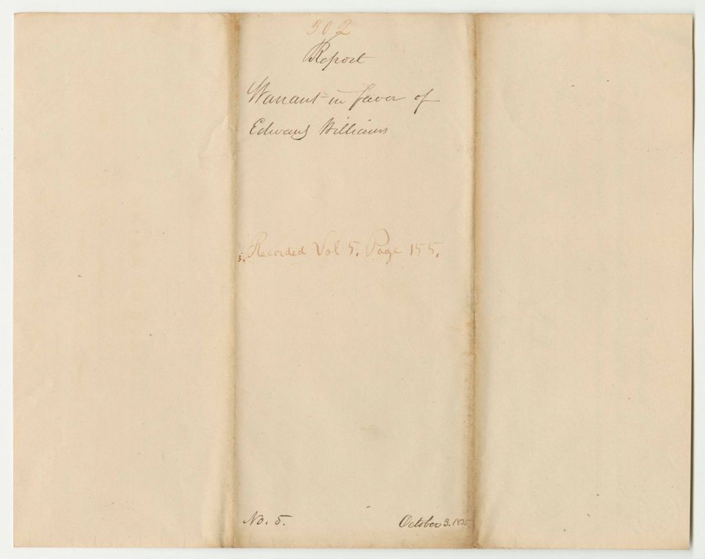 Miniature of Report 302: Warrant in Favor of Edward Williams, for the State Buildings
