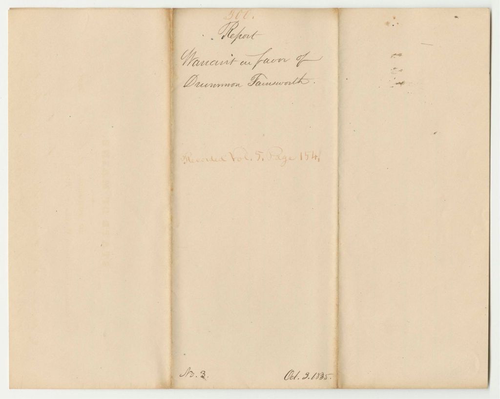 Miniature of Report 300: Warrant in Favor of Drummond Farnsworth, as Agent for Erecting a Gunhouse in Norridgewock