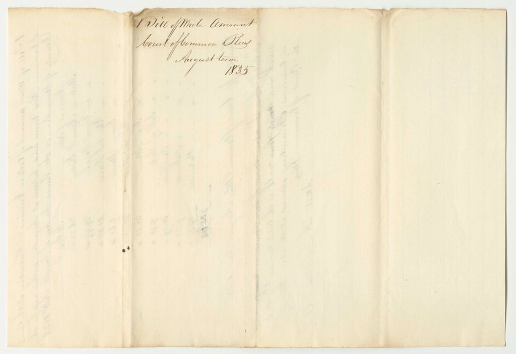 Miniature of Bill of Whole Amount of Costs in Criminal Prosecution at the Court of Common Pleas Begun and Holden at Augusta, Within and for the County of Kennebec, August Term 1835