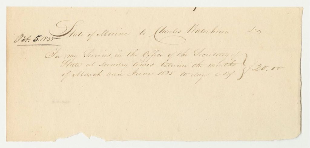 Miniature of Accounts of Charles Waterhouse and Bowen C. Green, Clerks in the Secretary of State's Office