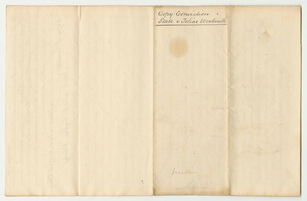 Miniature of Conviction in State v. Tobias Wentworth, at the Supreme Judicial Court of Lincoln County
