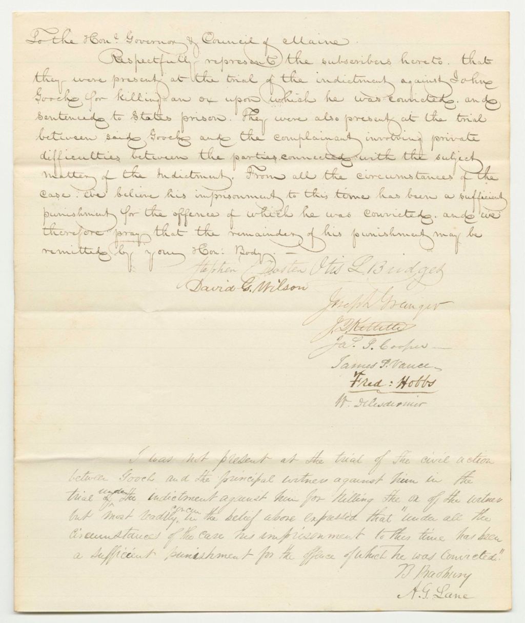 Miniature of Petition for the Pardon of John Gooch
