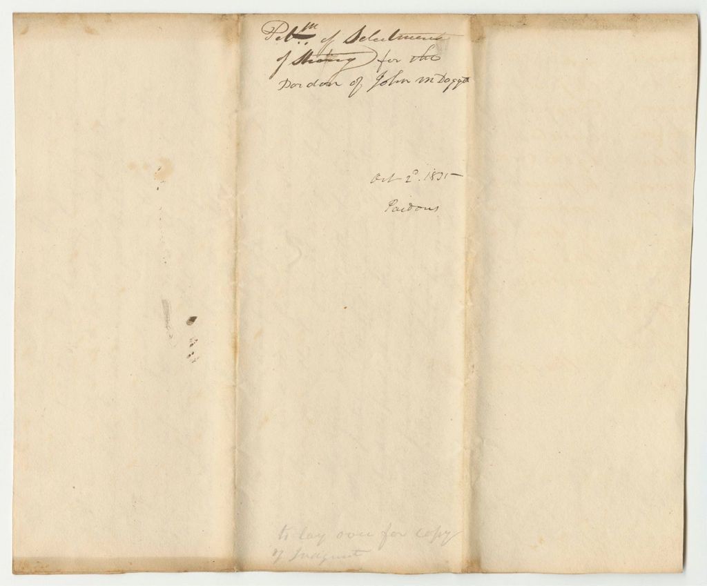 Miniature of Petition of the Selectmen of the Town of Strong, for the Pardon of John M. Dagget