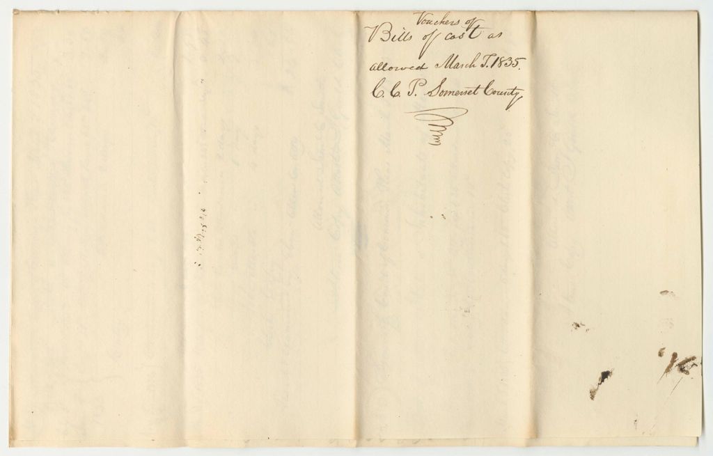 Miniature of Bills of Cost at the Court of Common Pleas in Somerset County, March Term 1834
