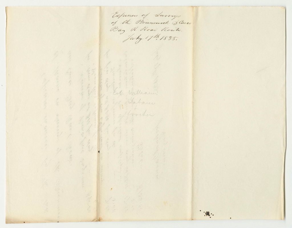 Miniature of Expenses Incurred by the State of Maine on Survey of the Brunswick and Casco Bay Railroad