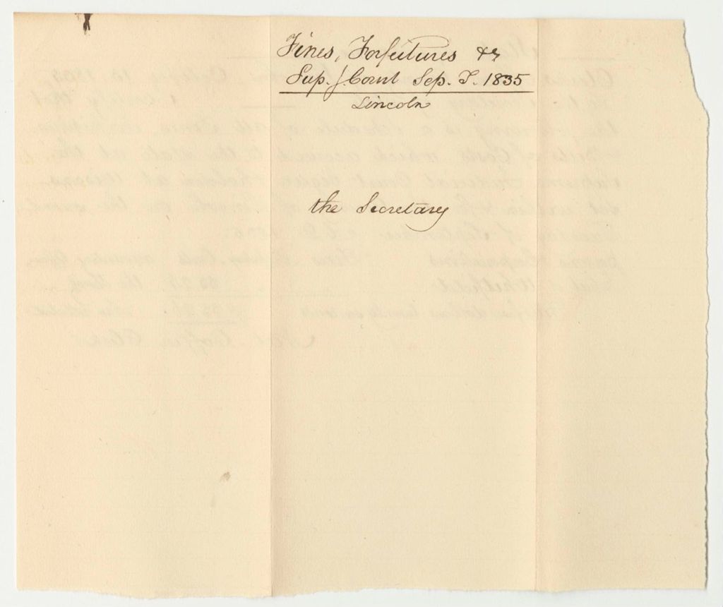 Miniature of Fines, Forfeitures, and Bills of Costs at the Supreme Judicial Court in Lincoln County, September Term 1835