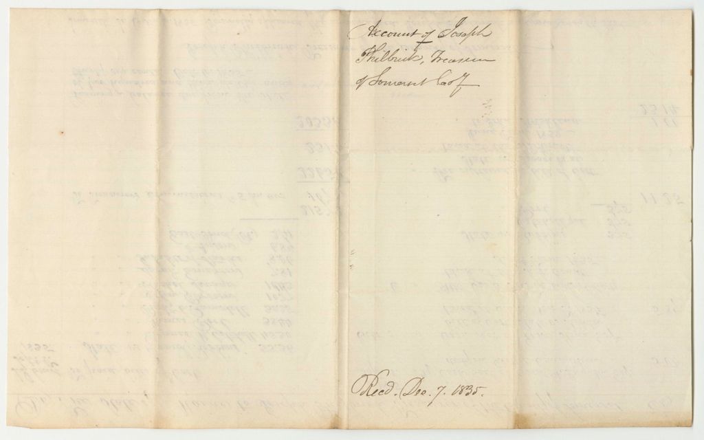Miniature of Account of Joseph Philbrick, Somerset County Treasurer