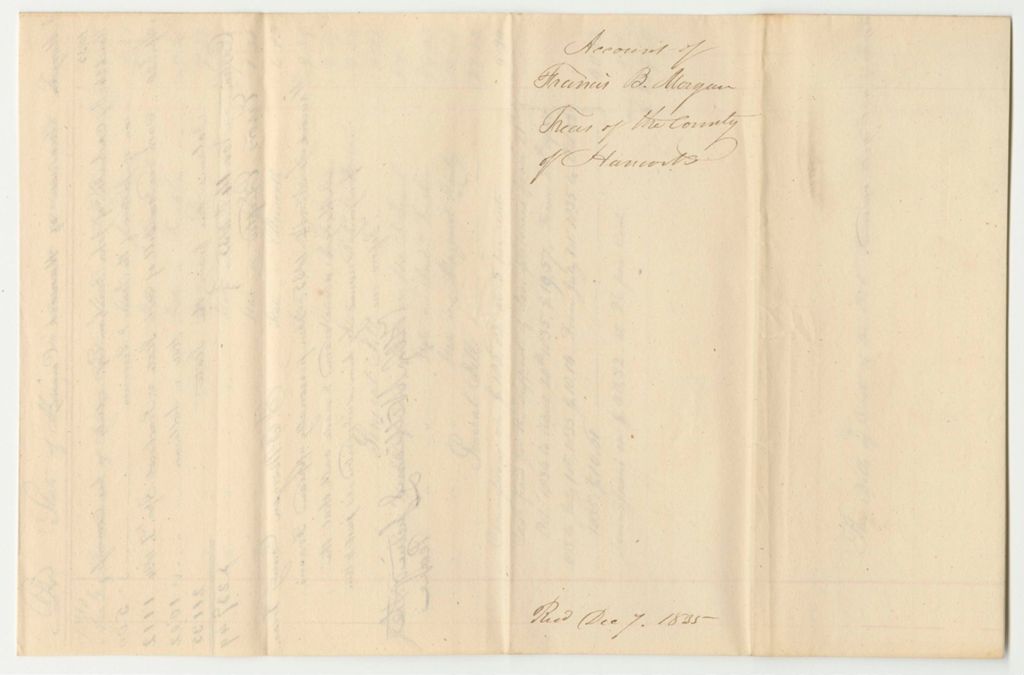 Miniature of Account of Francis B. Morgan, Hancock County Treasurer