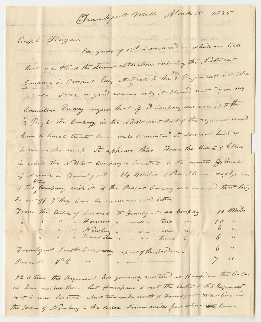 Miniature of Communication from J. Merrill, Relating to Proposed Alterations to the Northeast Company in Prospect