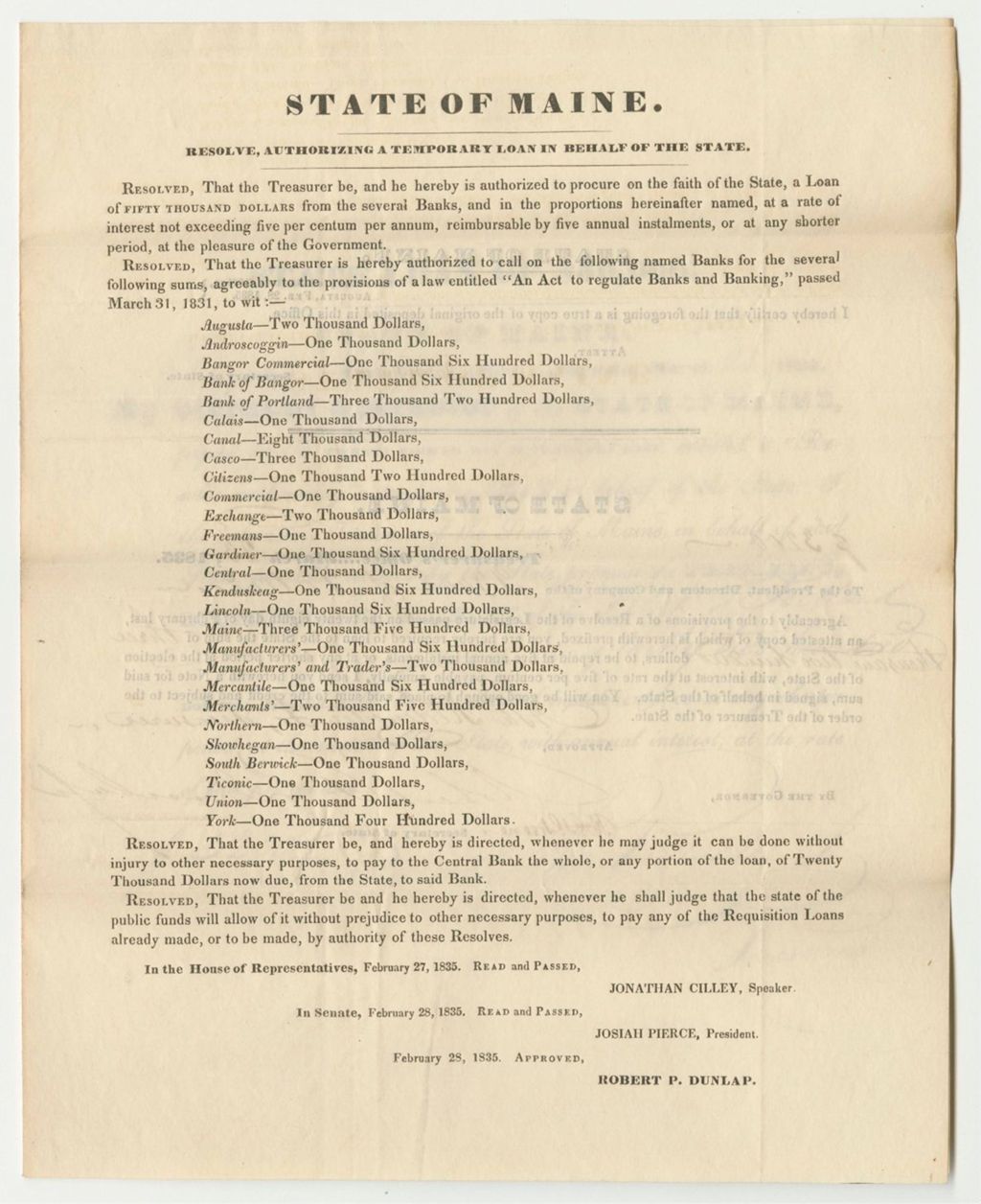 Miniature of State Loan to the Bank of Portland
