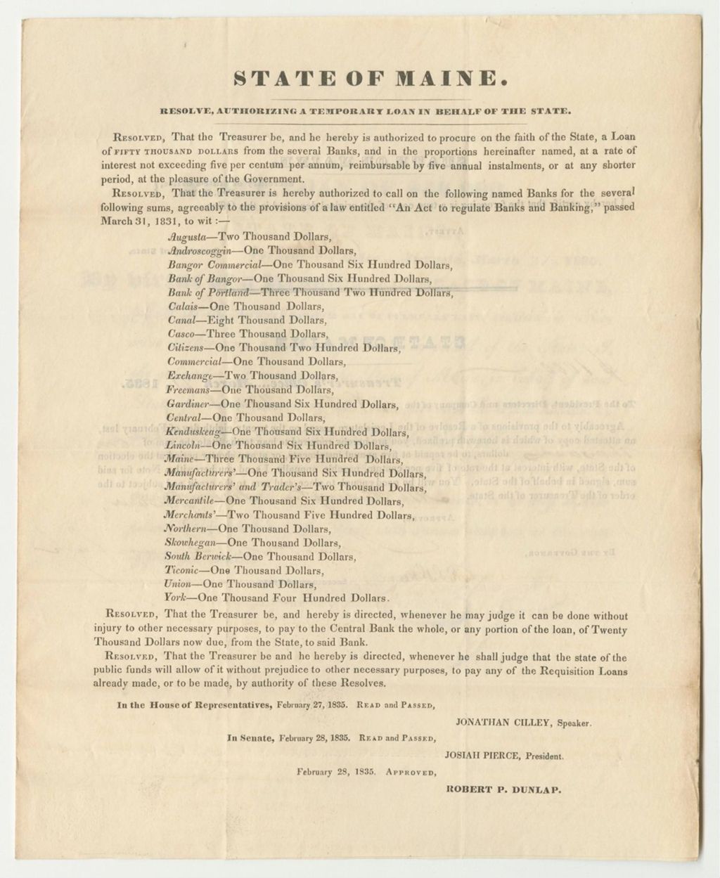 Miniature of State Loan to the Northern Bank