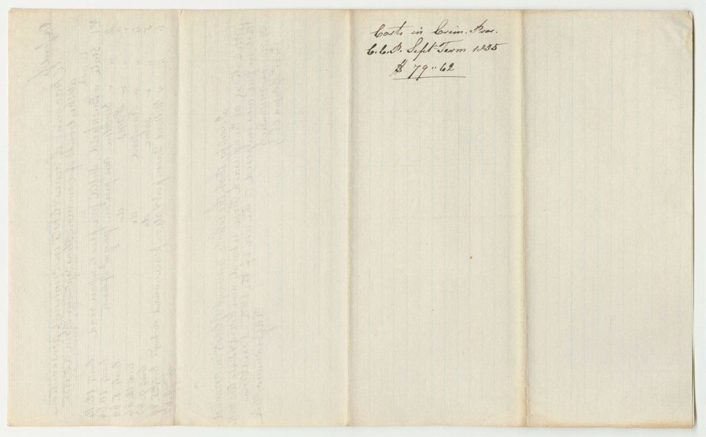 Miniature of Bills of Cost in Criminal Prosecution at the Court of Common Pleas in Oxford County, September Term 1835