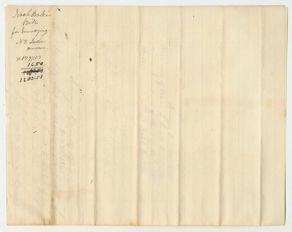 Miniature of Account of Noah Barker, for Labor and Supplies in Surveying Township No. 2 Indian Purchase
