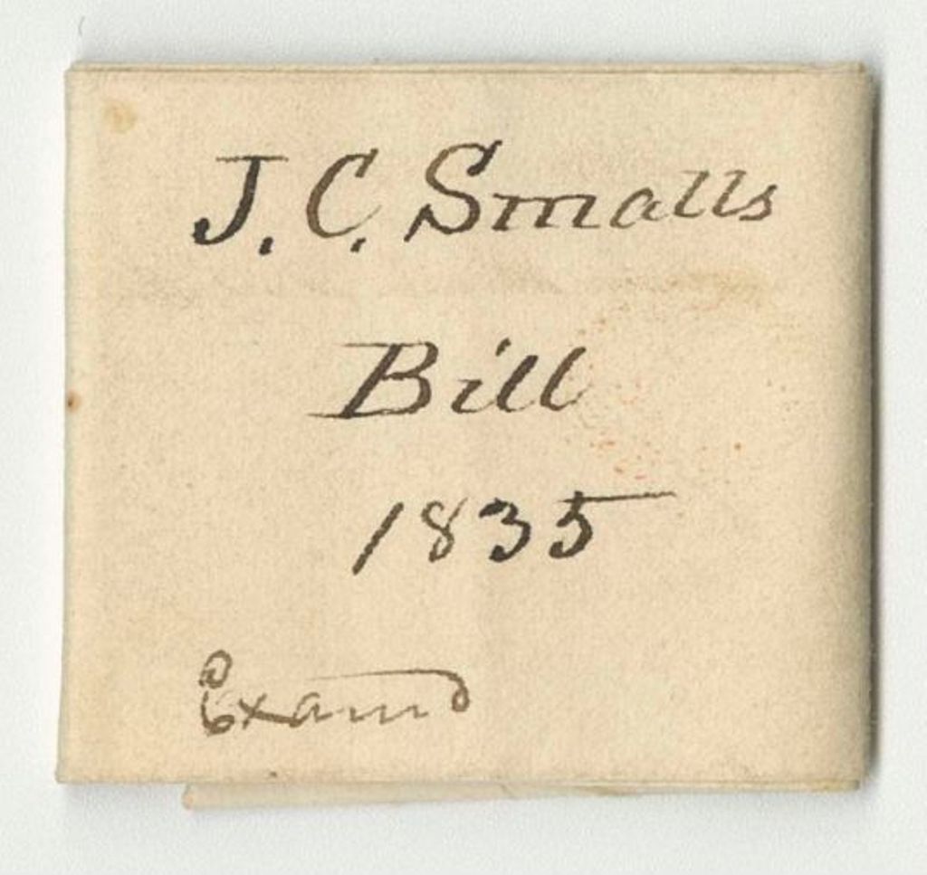 Miniature of Receipts from the Account of Joseph C. Small, for Supplies for Surveying Township No. 4 in the Fifth Range West From the East Line of the State