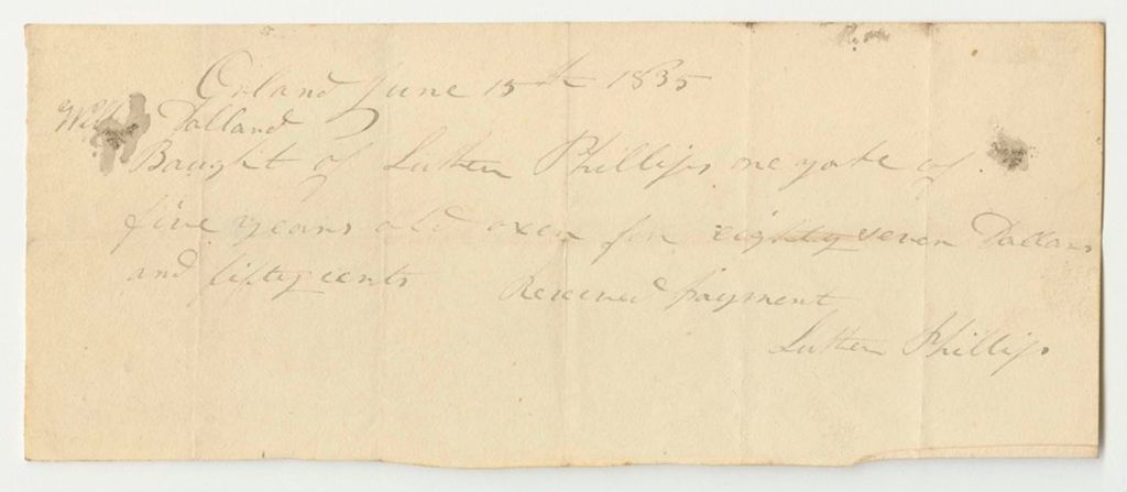 Miniature of Receipts from the Account of William Dollard Jr., Agent of the Mars Hill Road