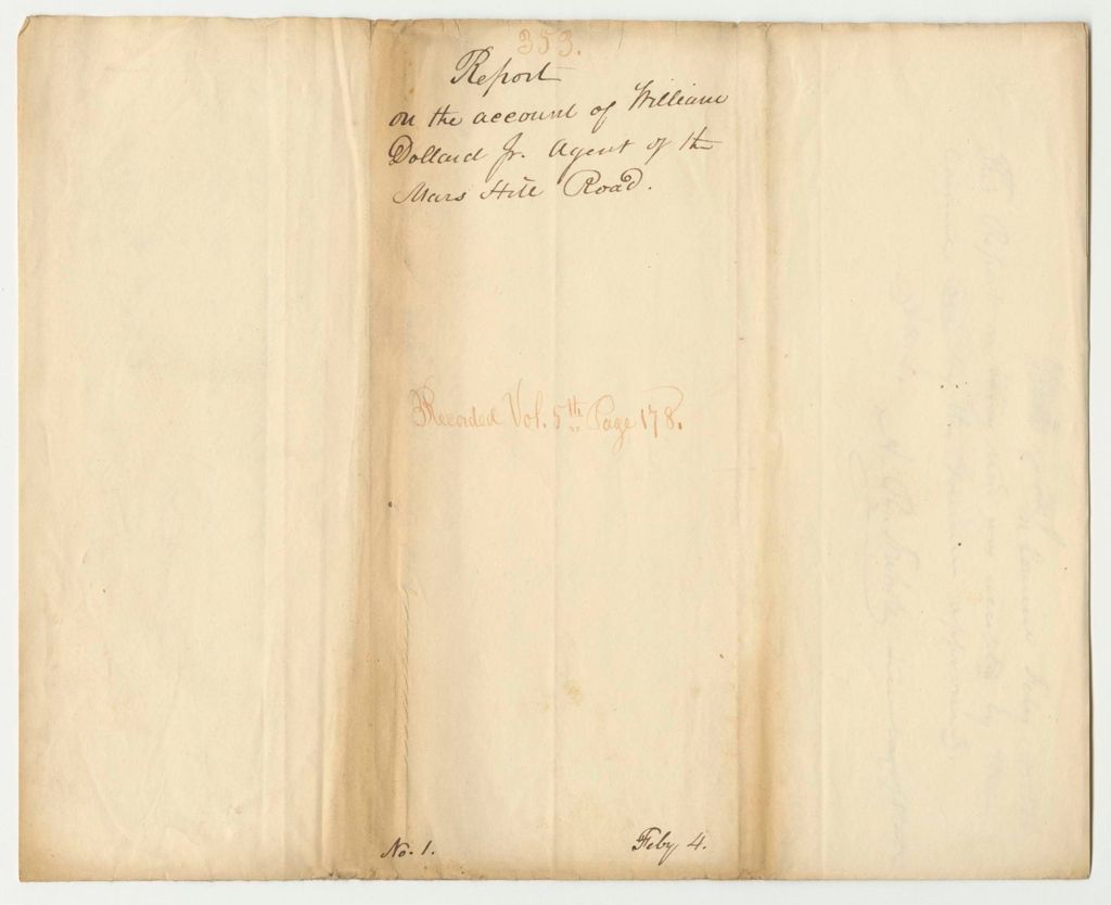 Miniature of Report 353: Report on the Account of William Dollard Jr., Agent of the Mars Hill Road