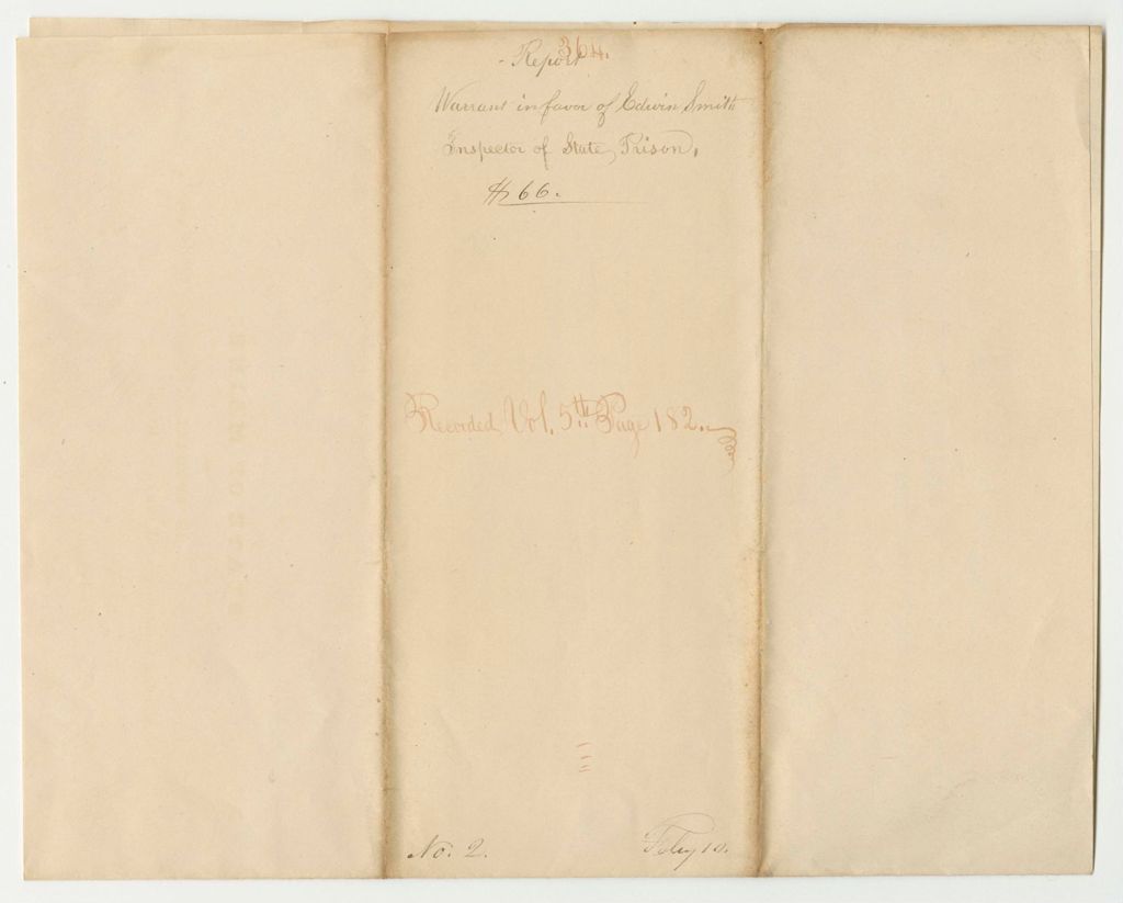 Miniature of Report 364: Warrant in Favor of Edwin Smith, Inspector of the State Prison