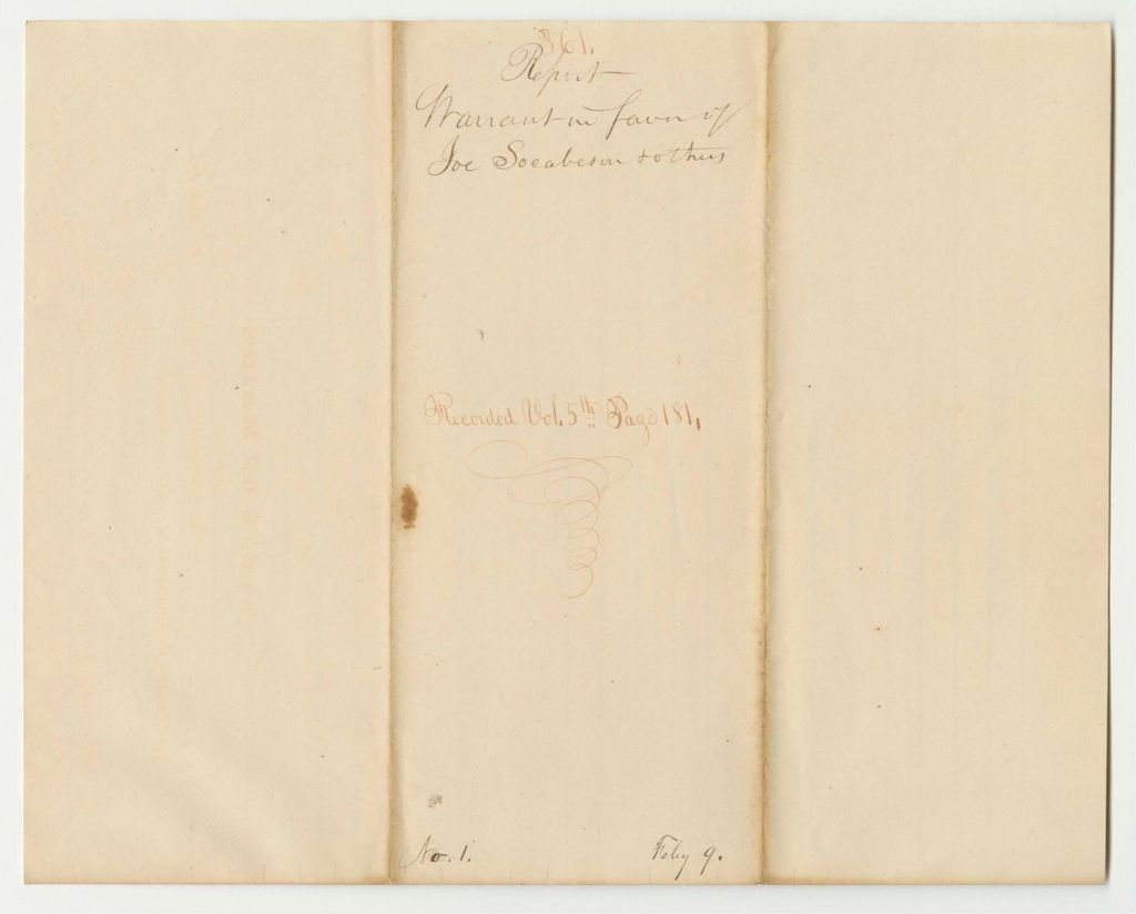 Miniature of Report 361: Warrant in Favor of Joe Socabeson and Others